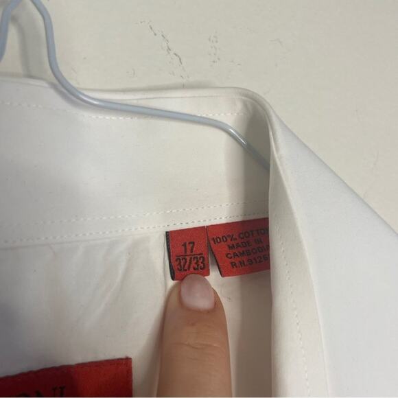 Mantoni Mens Classic White Button Up Dress Shirt Size 17 - 32/33 - Picture 4 of 6